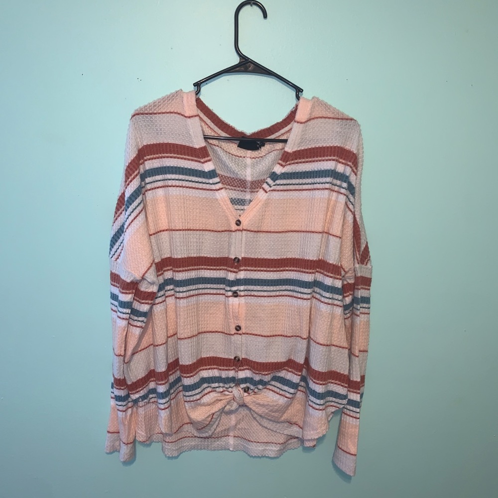 Striped Button-Up Sweater